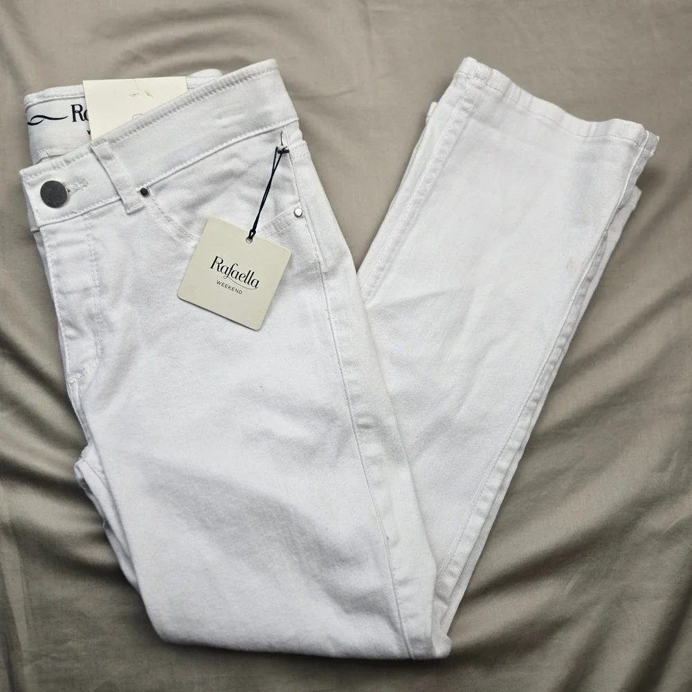 Rafaella‎ Weekend White Denim Jeans High Rise Straight Leg Womens Size 4P NWT